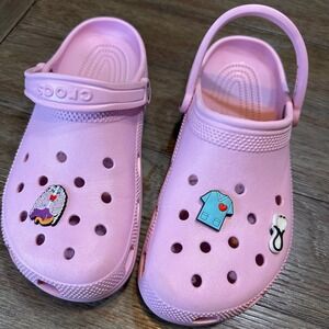 Crocs Classic Clogs Pink Nurse Medical Charms Comfort Shoes Women's Size 10